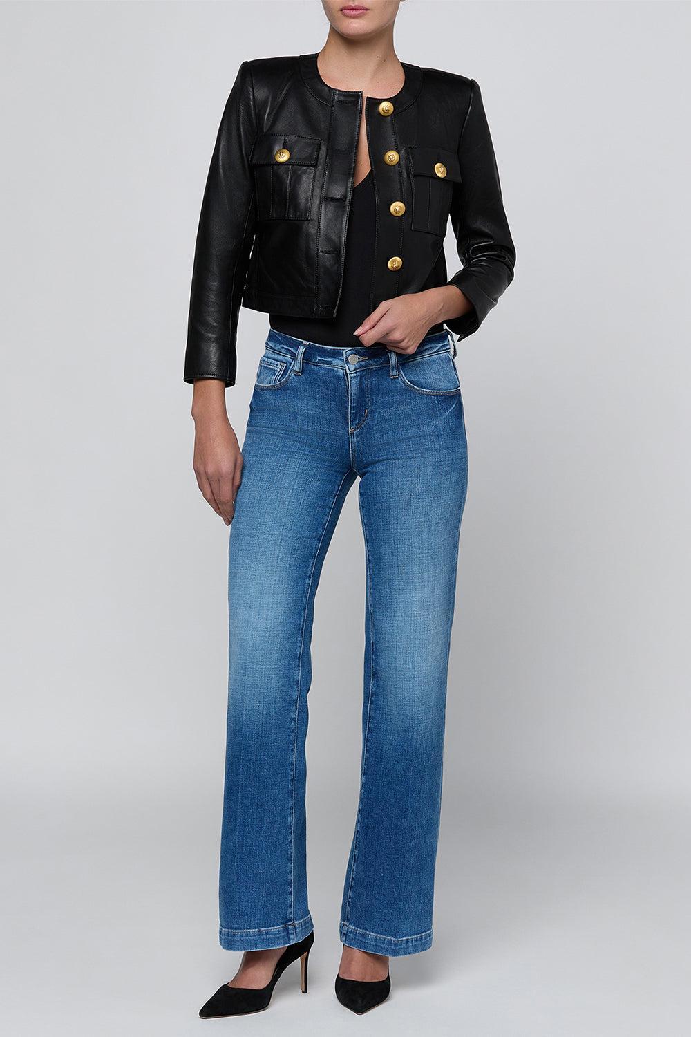 Deidra Collarless Jacket-BLACK-2-CLOTHINGCOATLEATHER-L'AGENCE