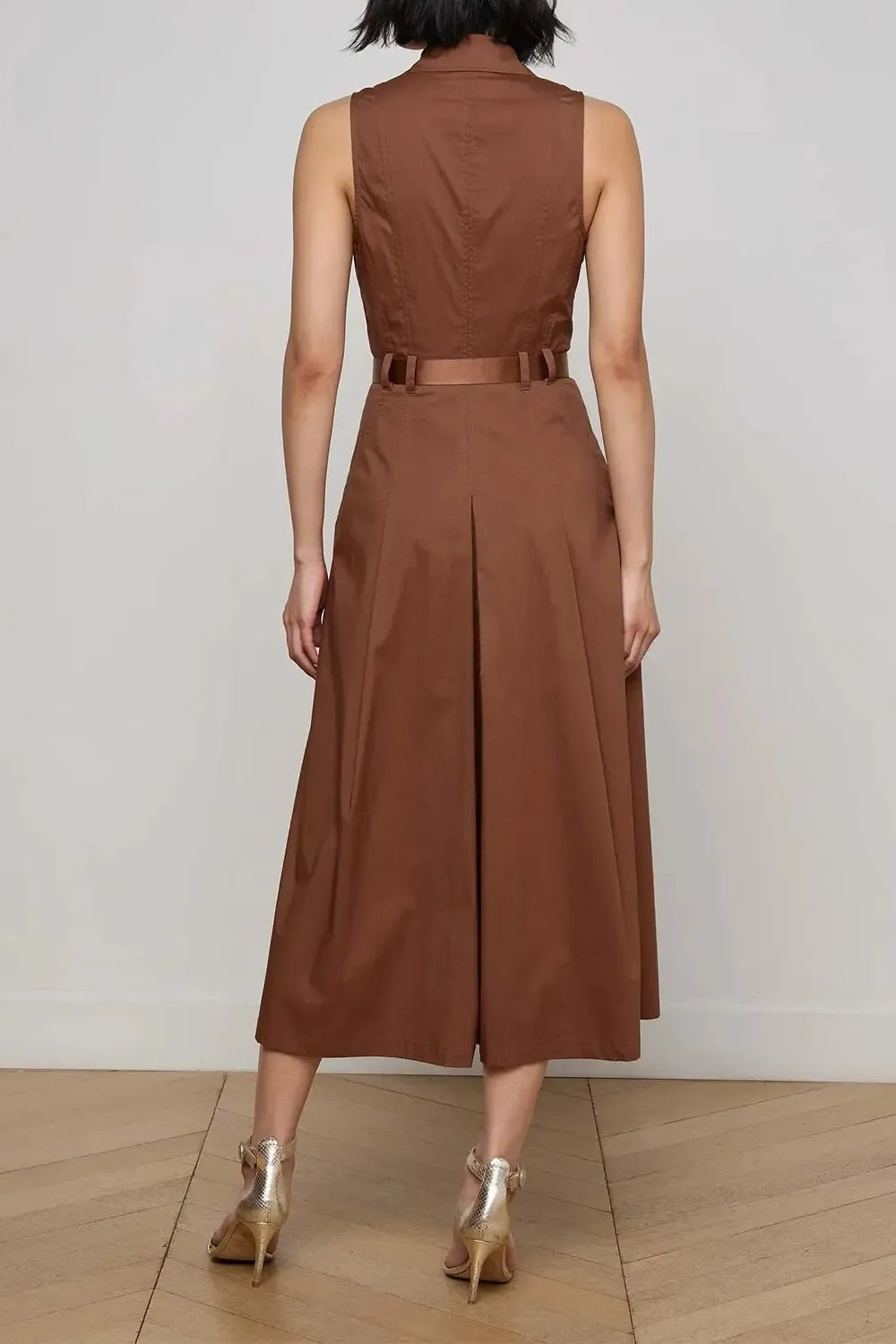 Kolton Midi Dress With Belt-NATURAL-0-CLOTHINGDRESSCASUAL-L'AGENCE