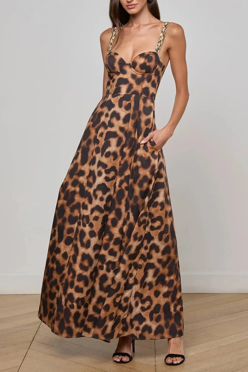Sutton Maxi Dress-TNBLKLEO-2-CLOTHINGDRESSCASUAL-L'AGENCE