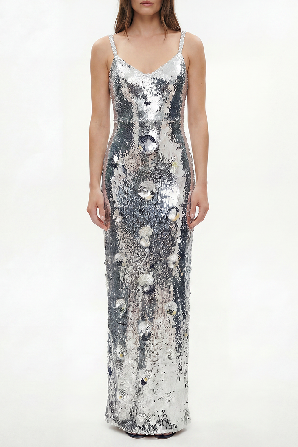 Karma Sequin Maxi Dress-SILVER-2-CLOTHINGDRESSGOWN-L'AGENCE