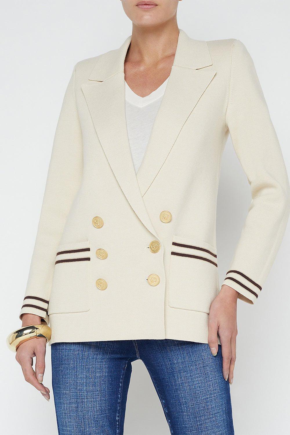 L'AGENCE-Eileen Blazer - Porcelain Stripe-
