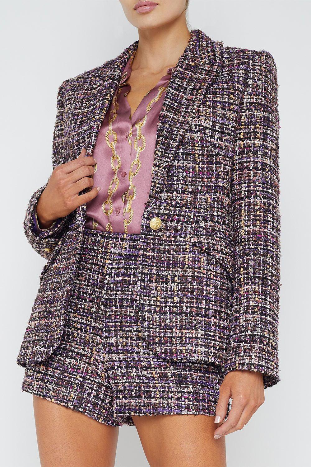 L'AGENCE-Chamberlain Blazer - Purple Multi Tweed-