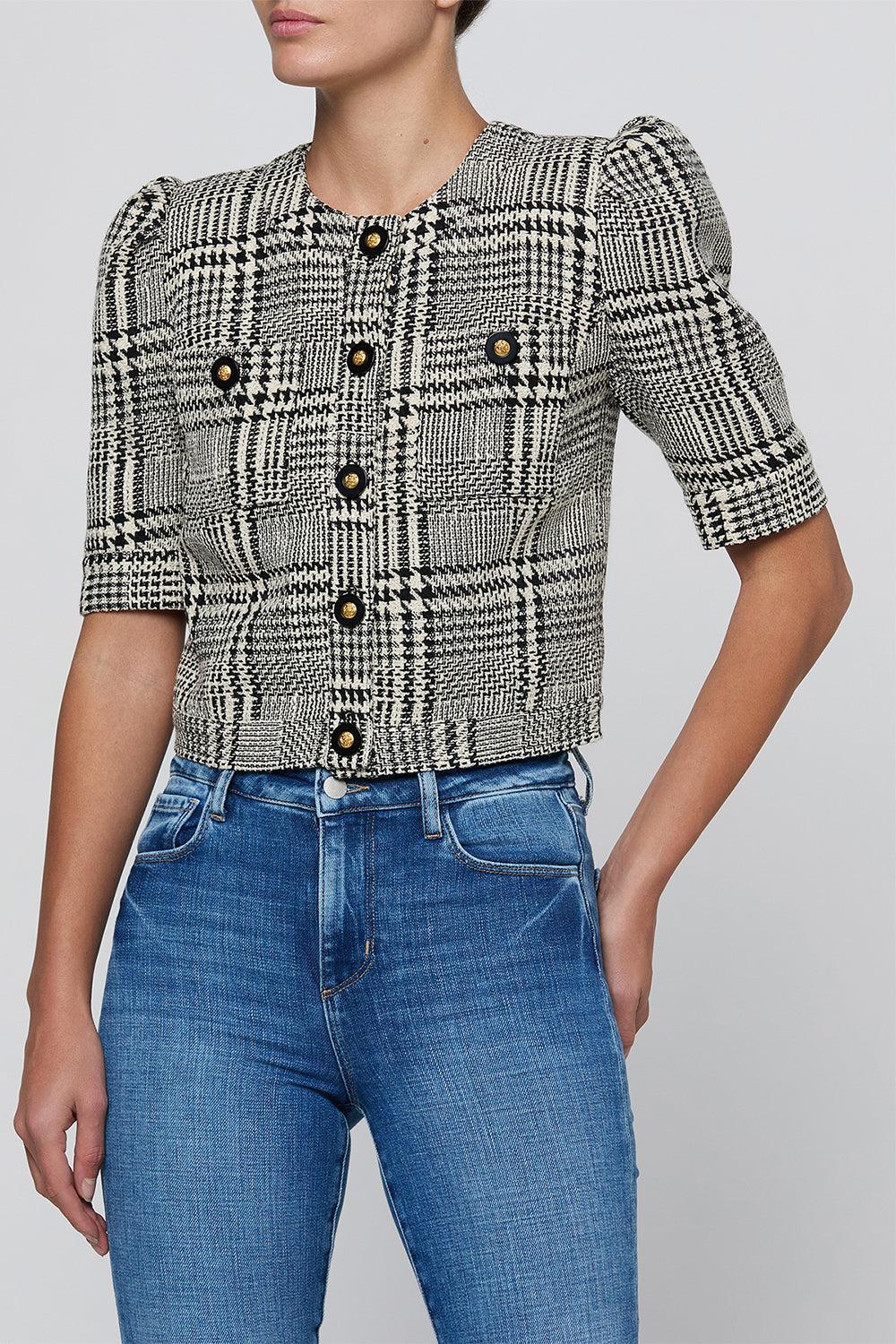 Allegra Short Sleeve Cropped Jacket-NOVELTY-2-CLOTHINGJACKETCASUAL-L'AGENCE