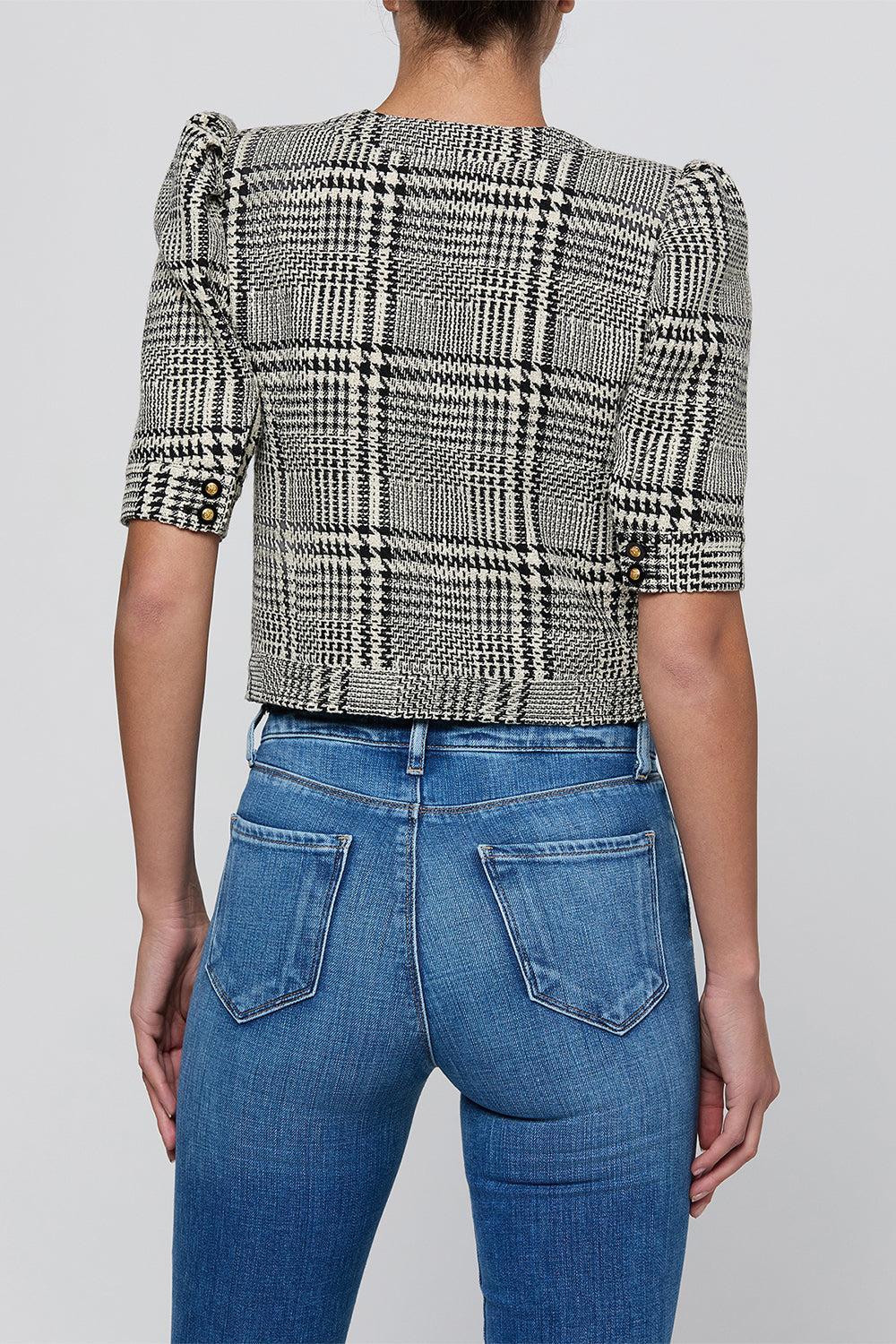 Allegra Short Sleeve Cropped Jacket-NOVELTY-2-CLOTHINGJACKETCASUAL-L'AGENCE