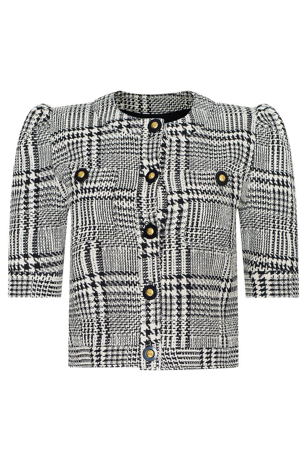 Allegra Short Sleeve Cropped Jacket-NOVELTY-2-CLOTHINGJACKETCASUAL-L'AGENCE