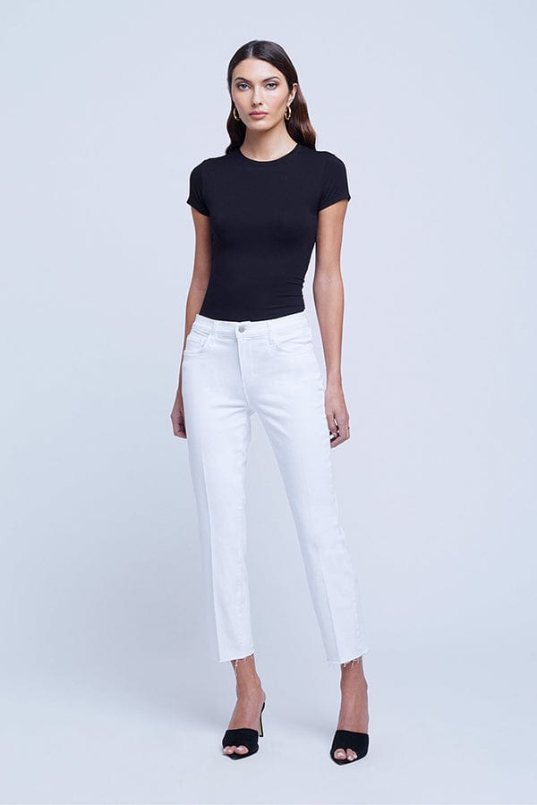 L'AGENCE-Sada High Rise Crop Slim Pant - Blanc-
