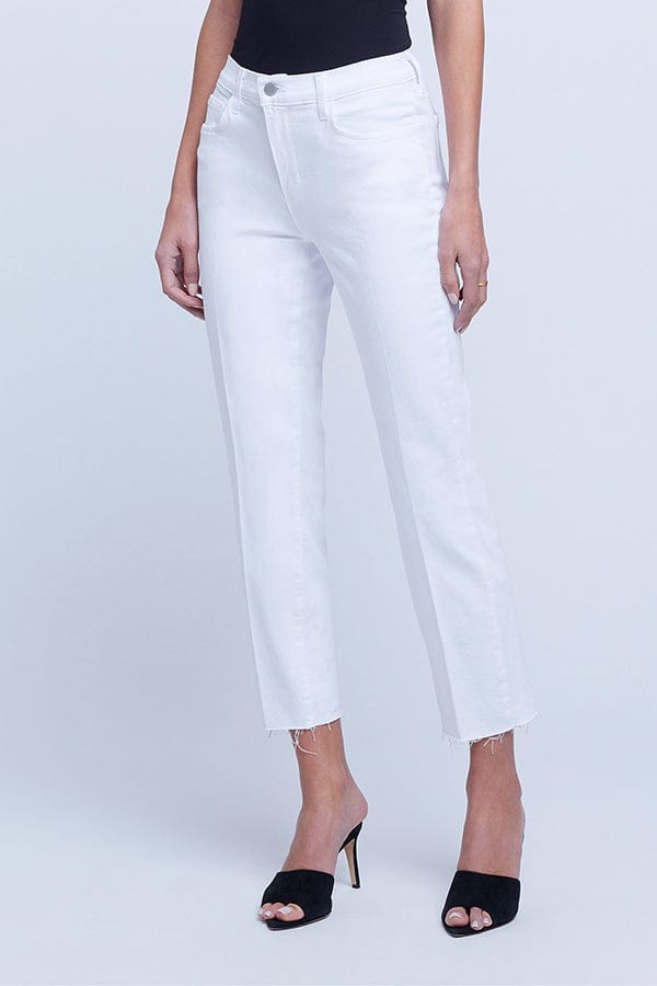 L'AGENCE-Sada High Rise Crop Slim Pant - Blanc-