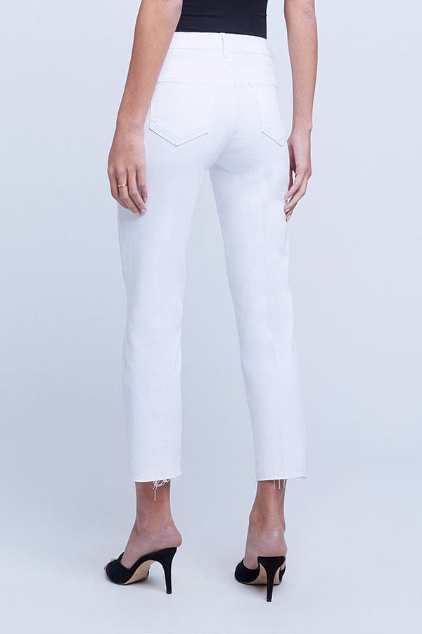 L'AGENCE-Sada High Rise Crop Slim Pant - Blanc-