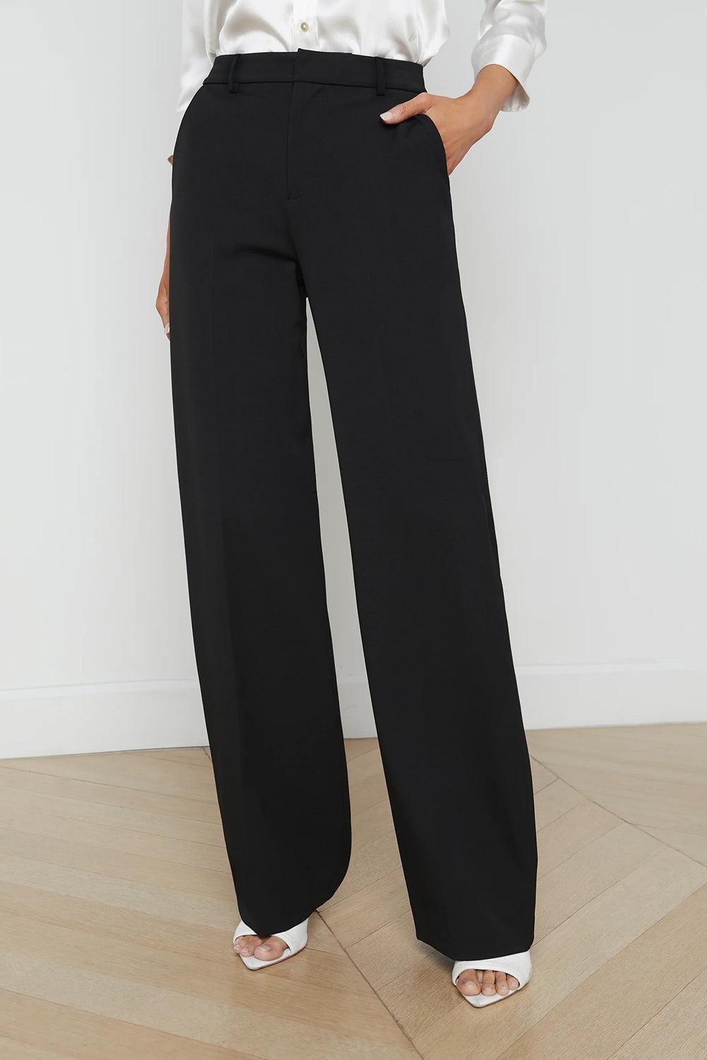 Livvy Straight Leg Trouser-BLACK-0-CLOTHINGPANTWIDE LEG-L'AGENCE