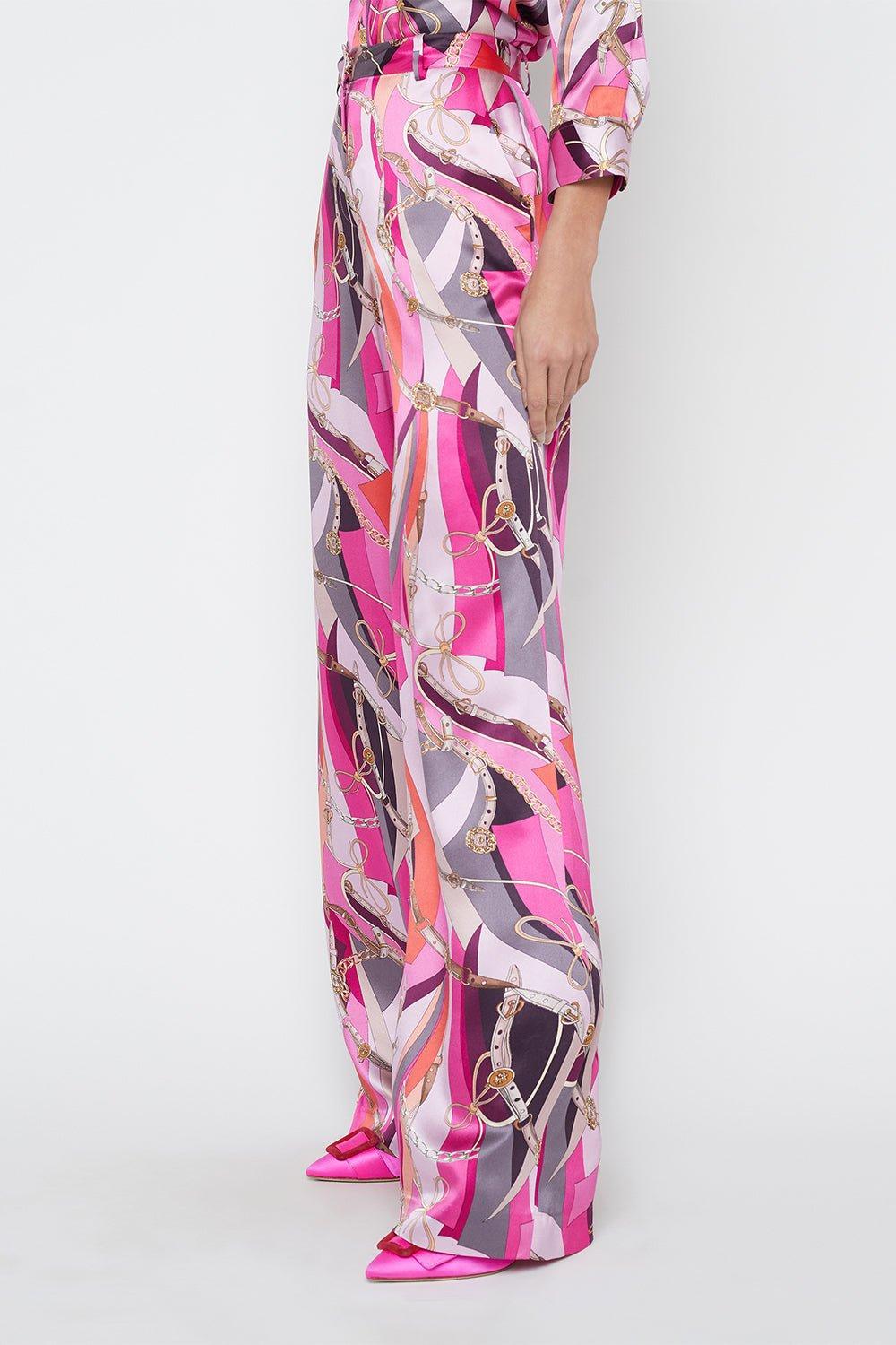 L'AGENCE-Pilar Pant - Pink Multi Buckle Swirl-