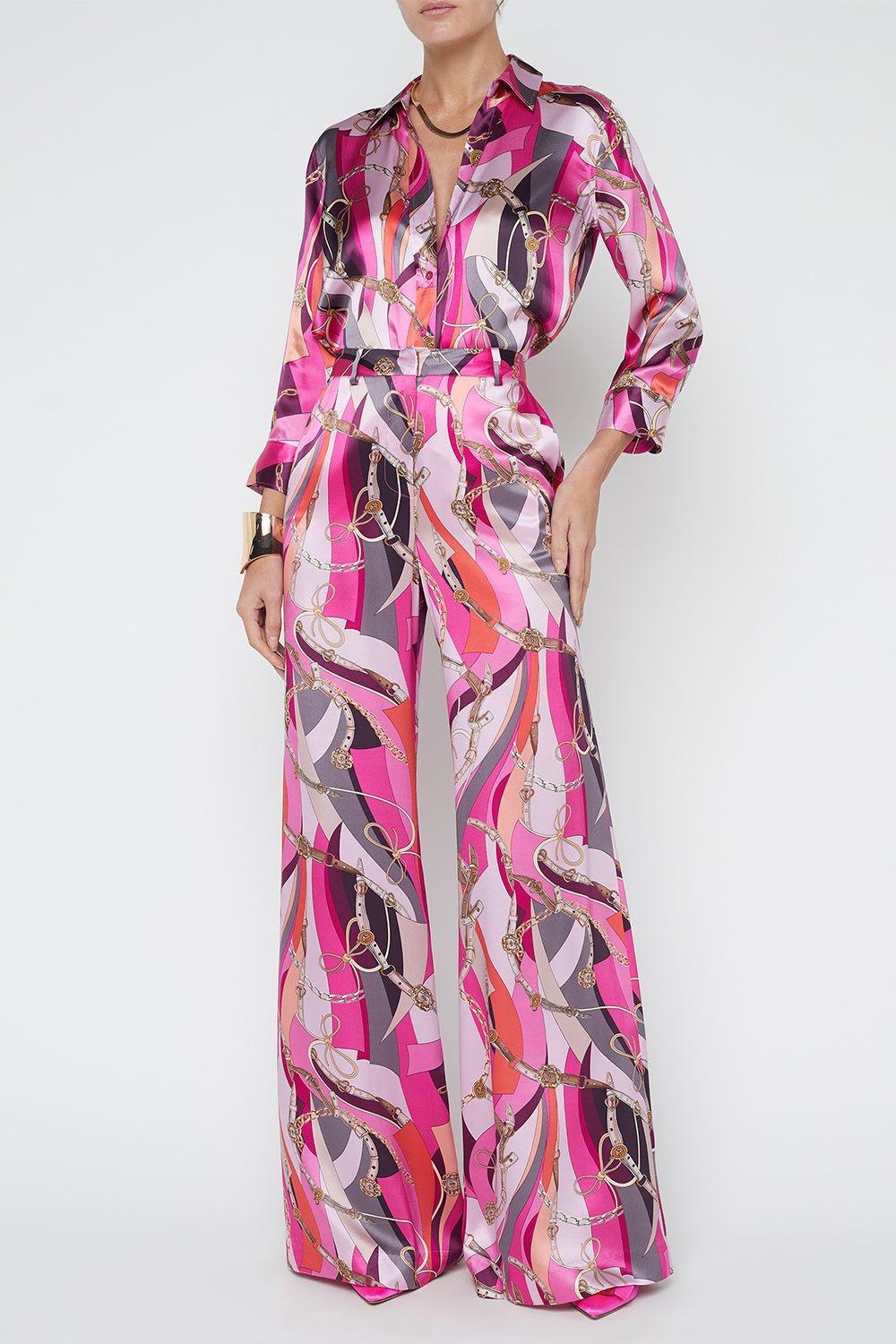 L'AGENCE-Pilar Pant - Pink Multi Buckle Swirl-
