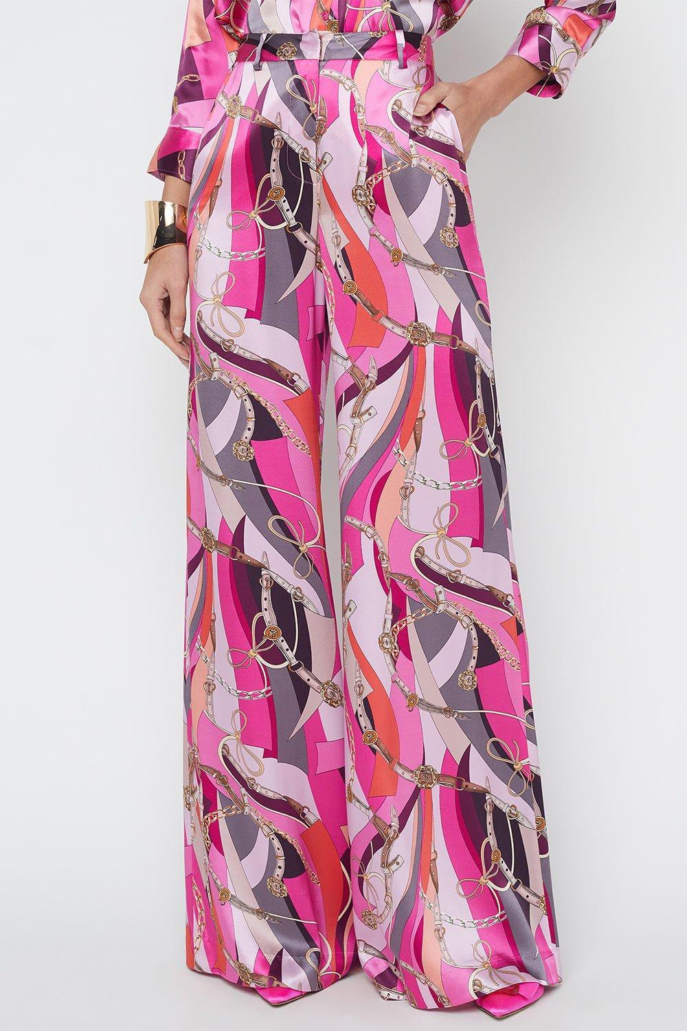 L'AGENCE-Pilar Pant - Pink Multi Buckle Swirl-