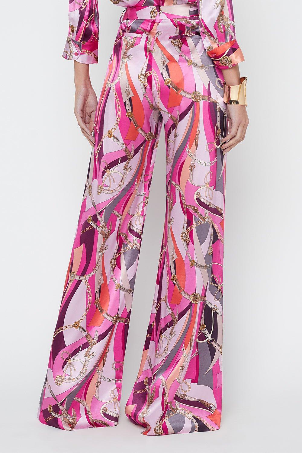 L'AGENCE-Pilar Pant - Pink Multi Buckle Swirl-