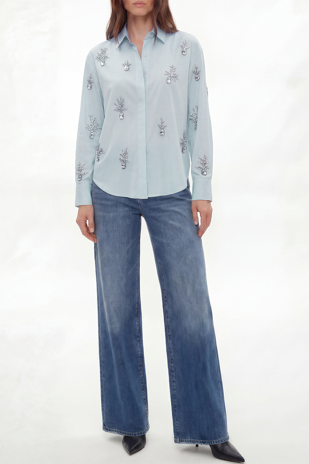  Lorine Crystal Long Sleeve Blouse-BLUE-XS-CLOTHINGTOPBLOUSE-L'AGENCE 