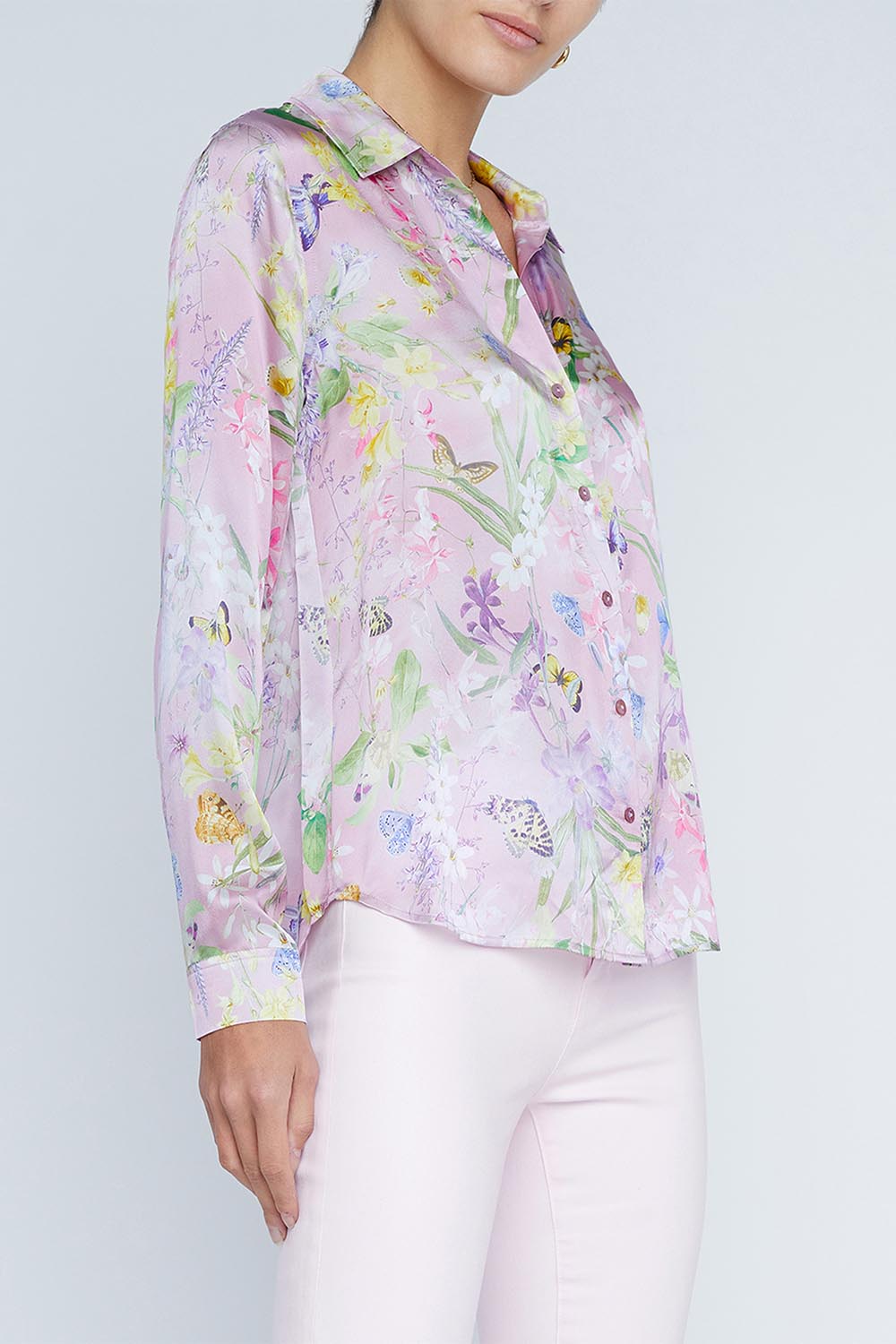 L'AGENCE-Tyler Blouse - Lilac Snow Botanical Butterfly-