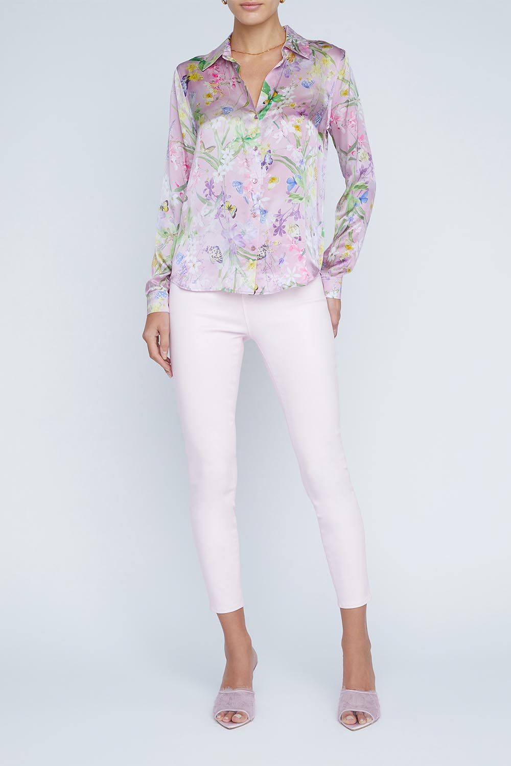 L'AGENCE-Tyler Blouse - Lilac Snow Botanical Butterfly-