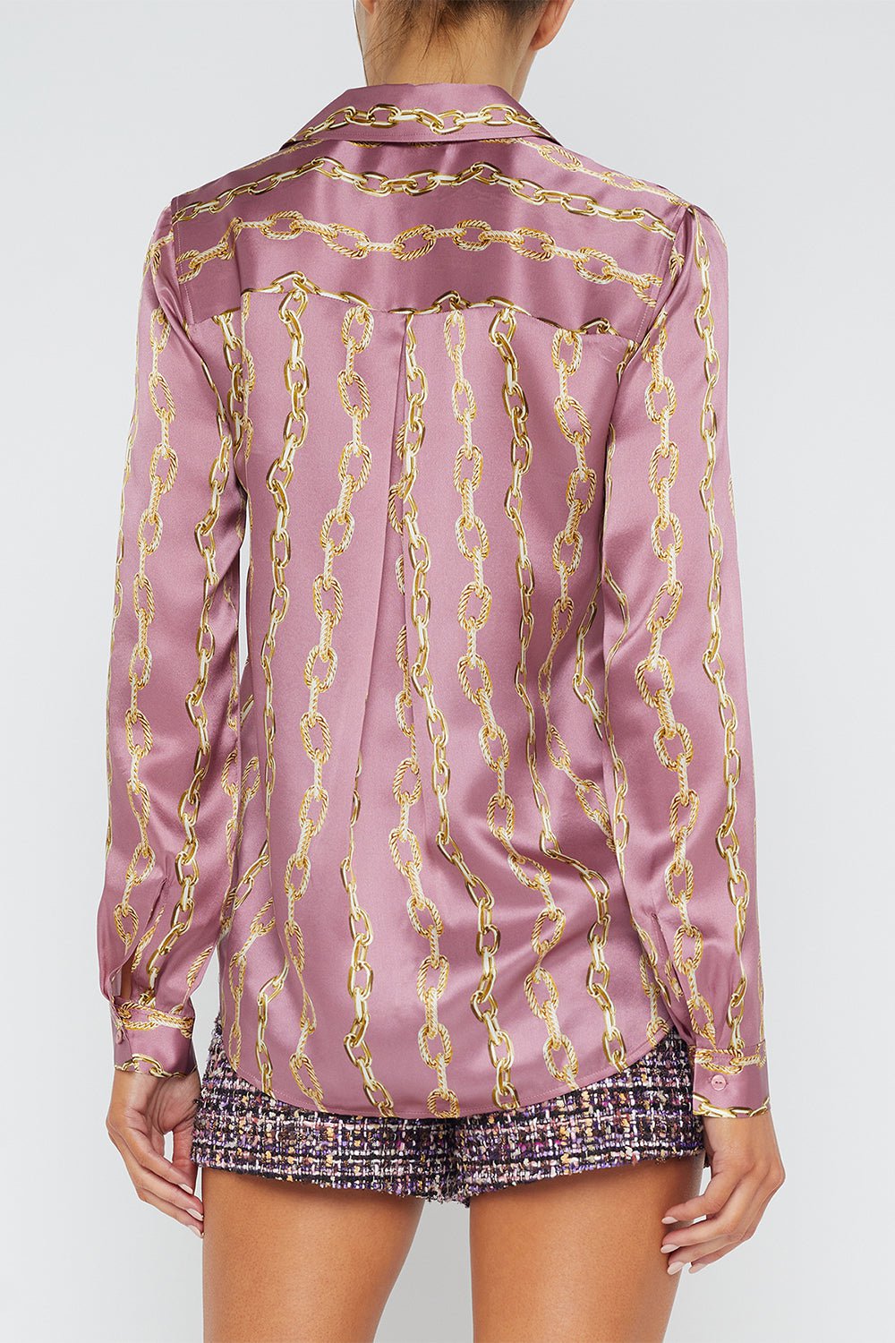 L'AGENCE-Tyler Blouse - Mauve Rose Metallic Chain-