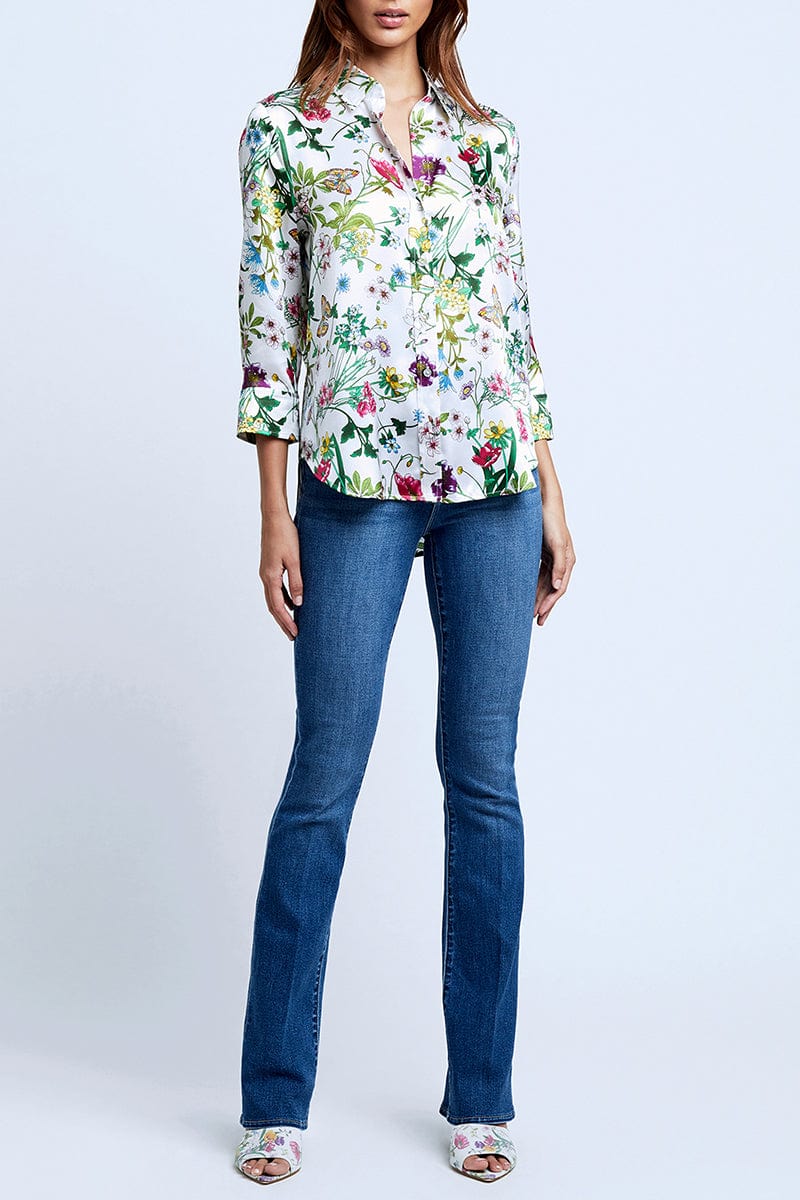 L'AGENCE-Dani Blouse - White Multi Botanical Floral-