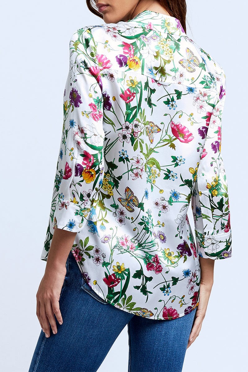 L'AGENCE-Dani Blouse - White Multi Botanical Floral-