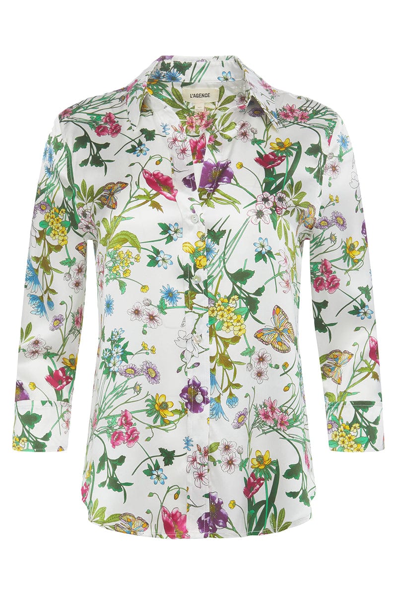 L'AGENCE-Dani Blouse - White Multi Botanical Floral-