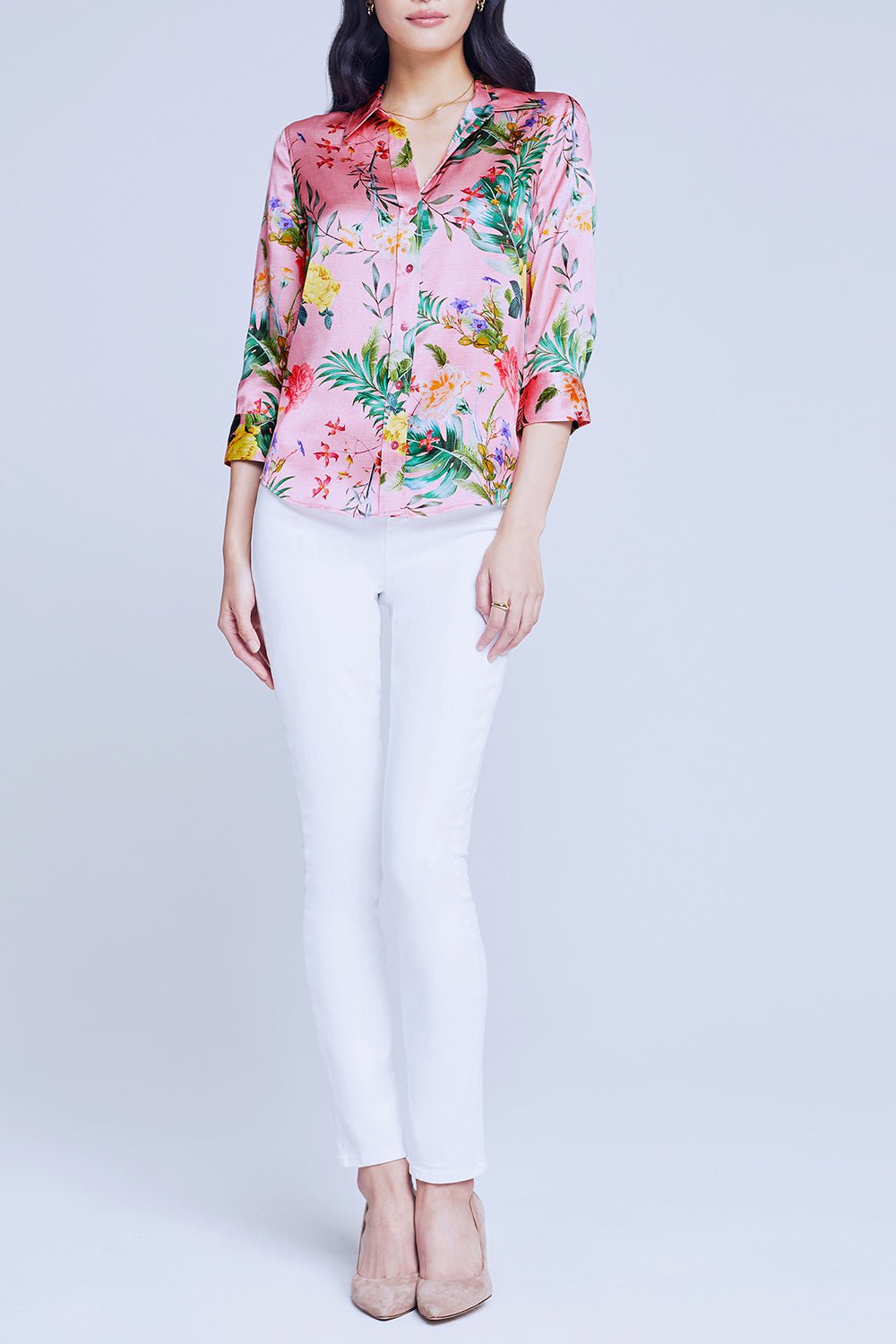 L'AGENCE-Dani Blouse - Pink Tropical Multi-