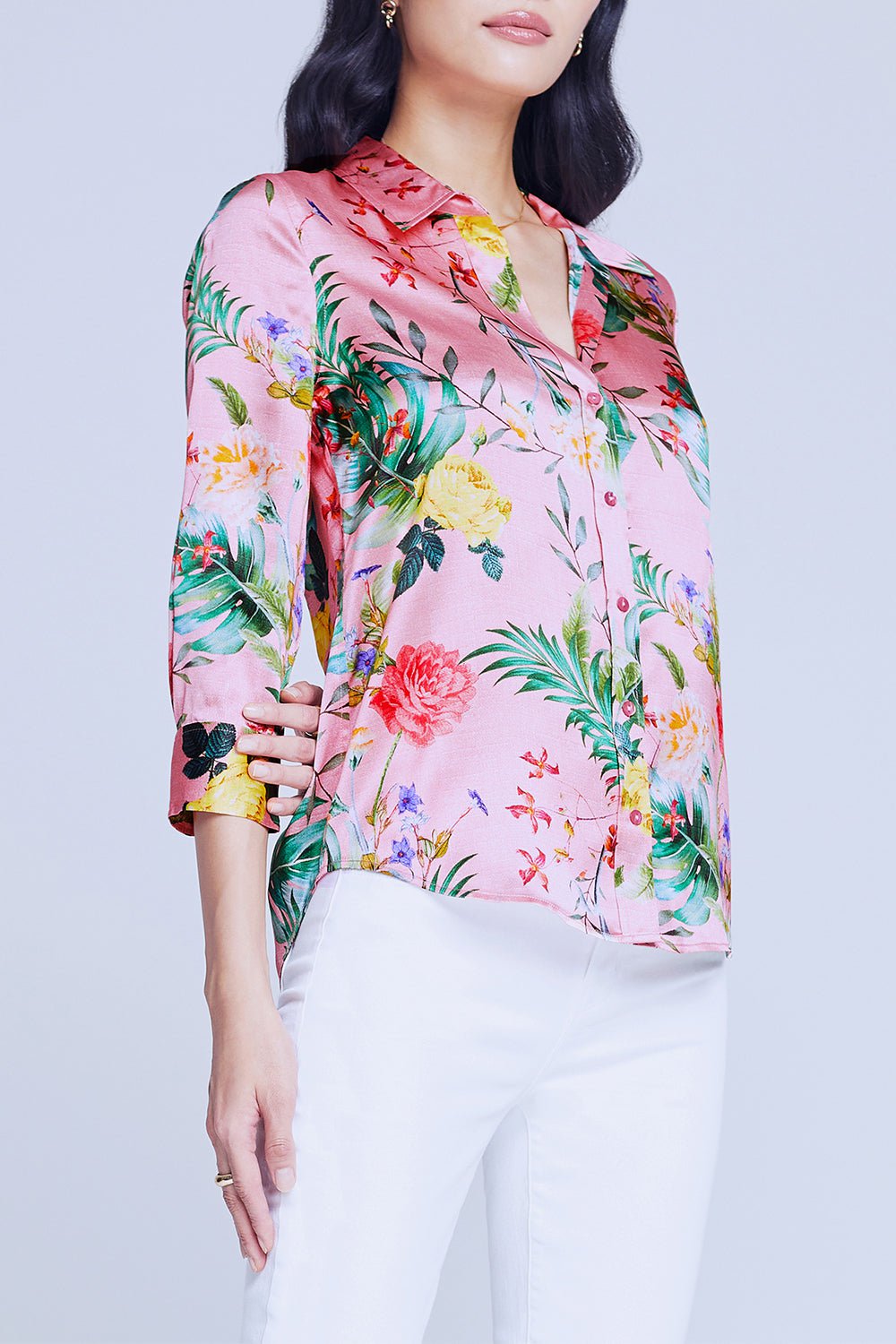 L'AGENCE-Dani Blouse - Pink Tropical Multi-