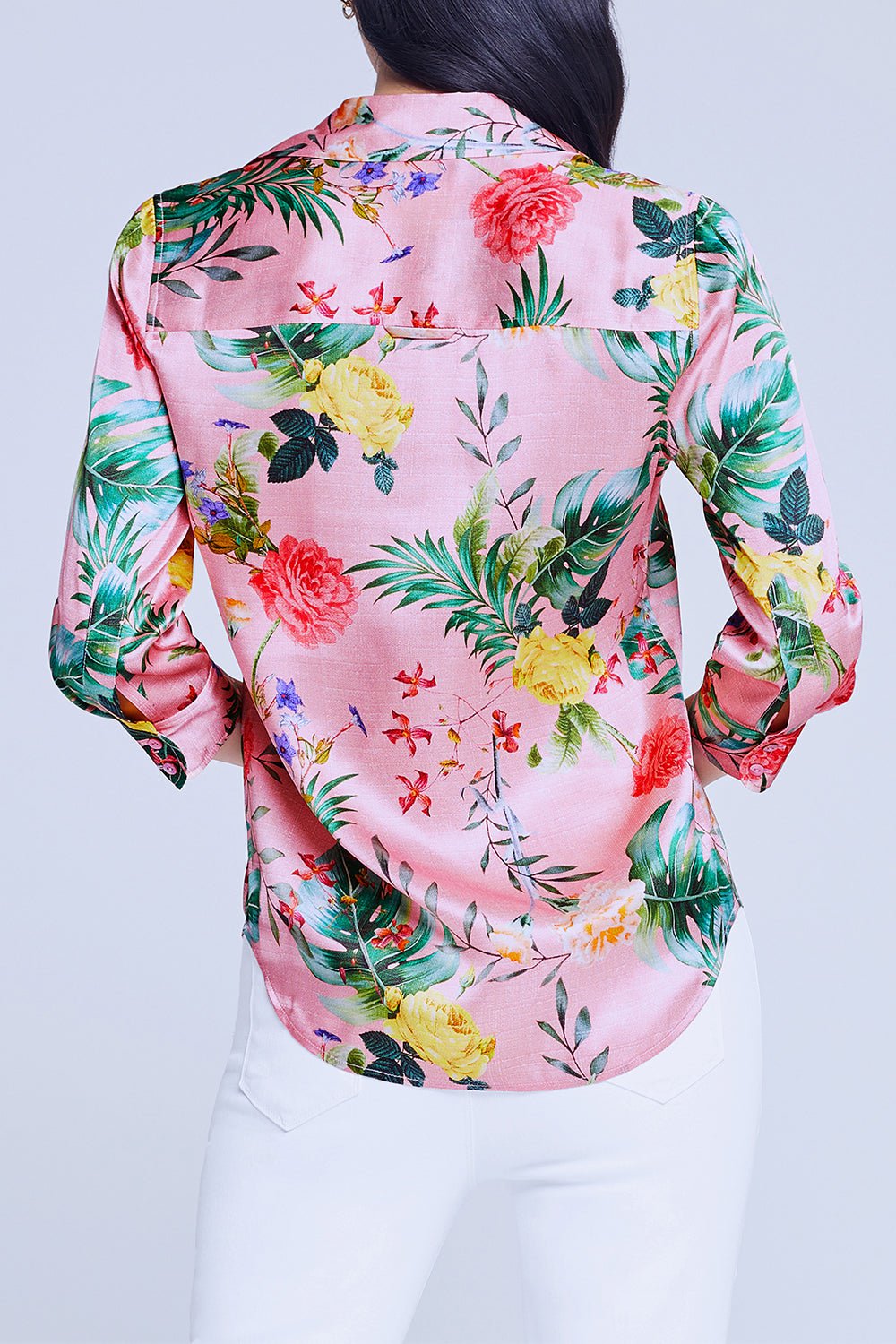 L'AGENCE-Dani Blouse - Pink Tropical Multi-