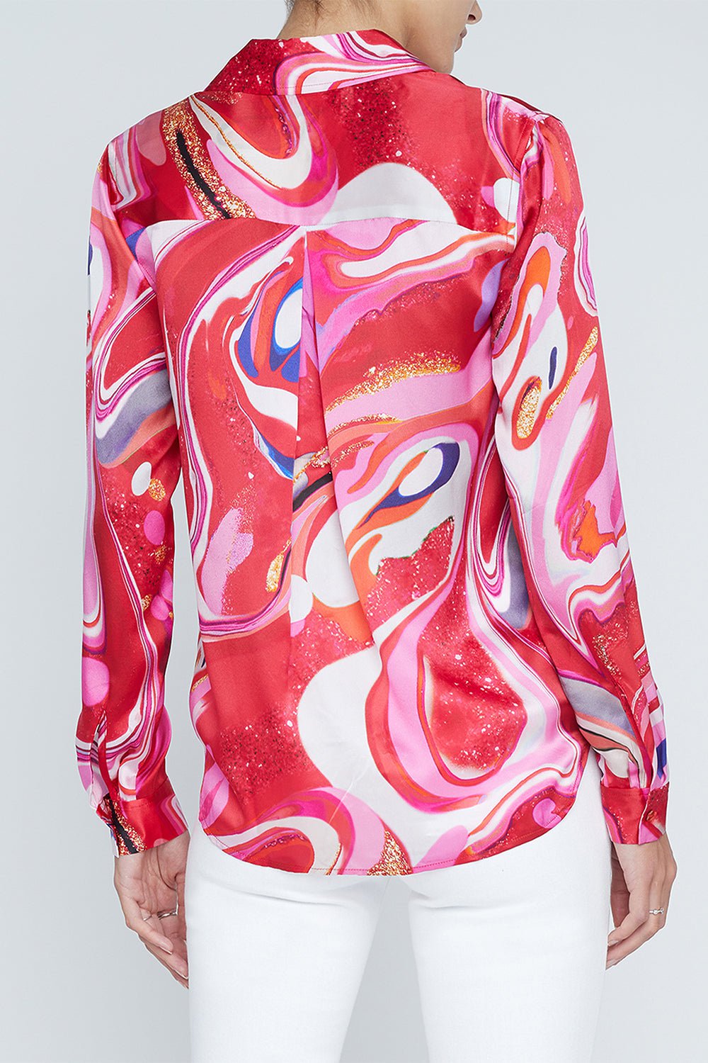 L'AGENCE-Tyler Blouse - Pink Tie Dye-