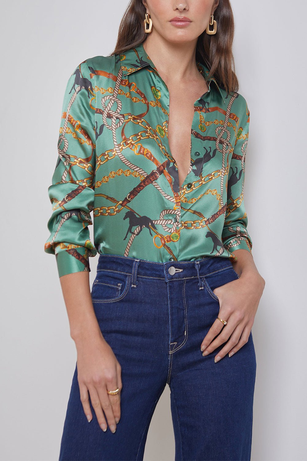 L'AGENCE-Tyler Blouse - Spruce Multi-