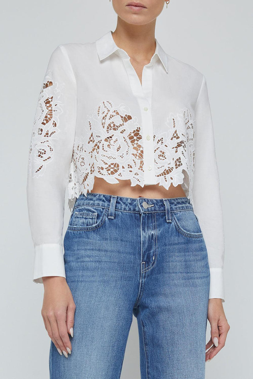Seychelle Cropped Blouse-WHITE-XS-CLOTHINGTOPBLOUSE-L'AGENCE