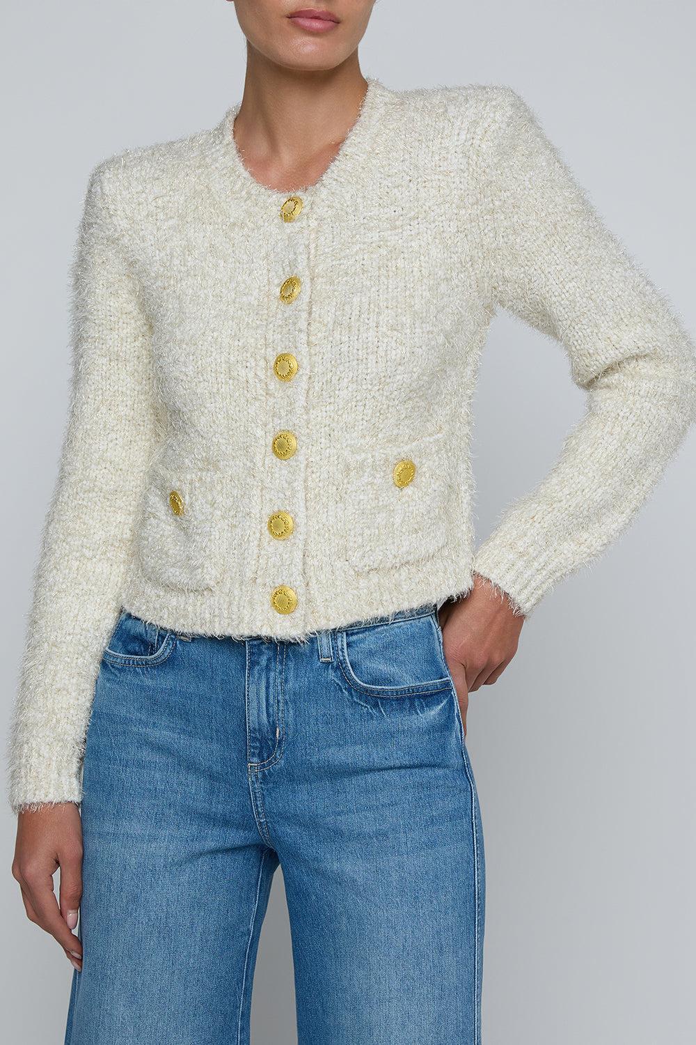 Una Knit Cardigan-CREAM-XS-CLOTHINGTOPCARDIGAN-L'AGENCE