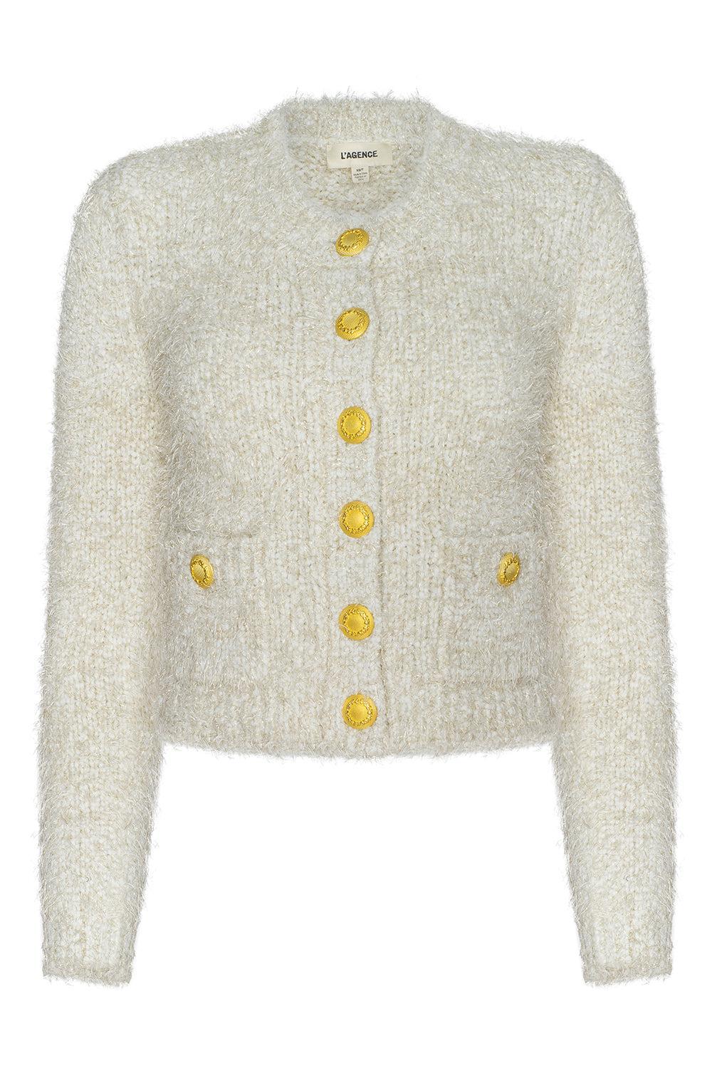 Una Knit Cardigan-CREAM-XS-CLOTHINGTOPCARDIGAN-L'AGENCE