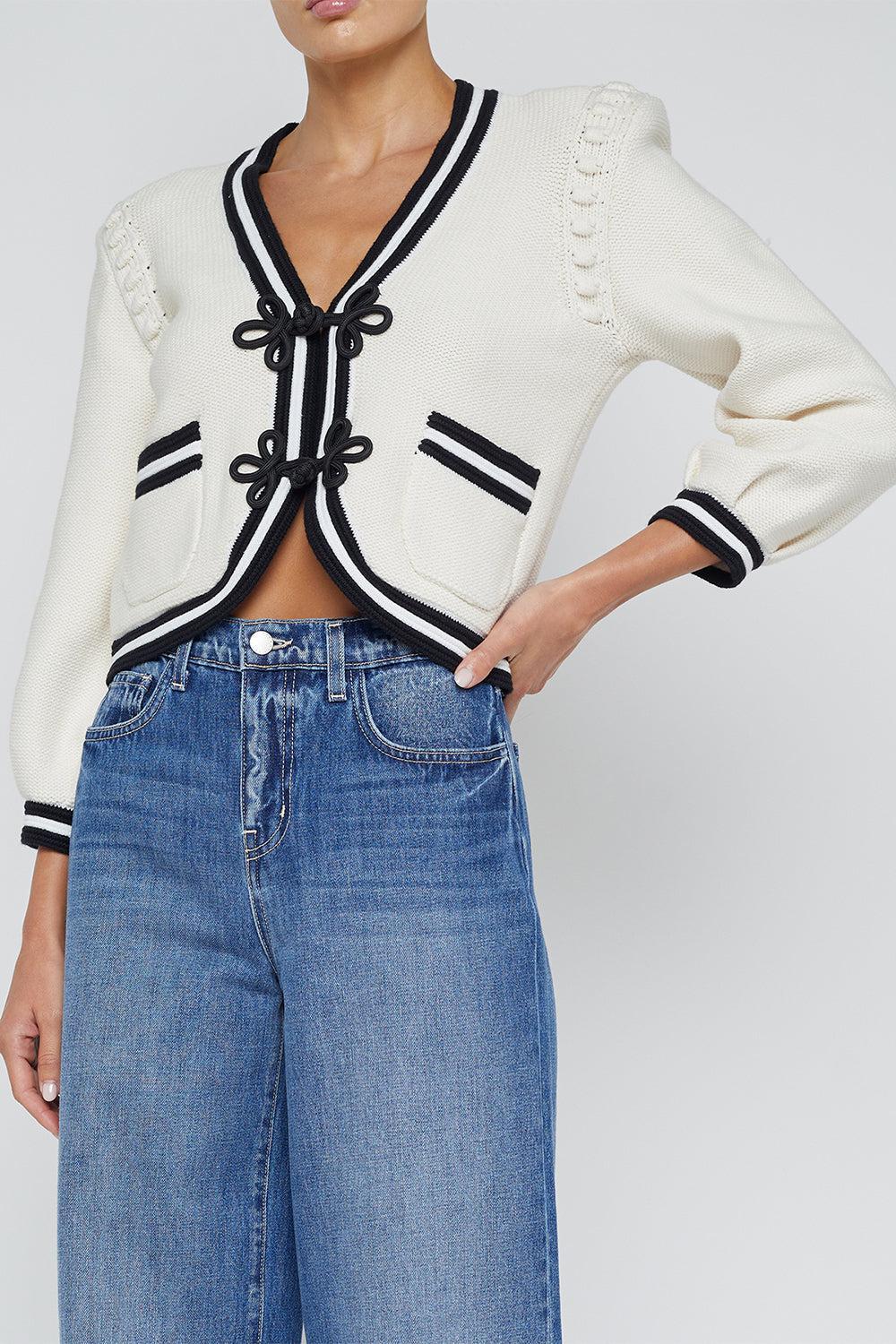 Kaito Cardigan-IVOR/BLK-XS-CLOTHINGTOPCARDIGAN-L'AGENCE