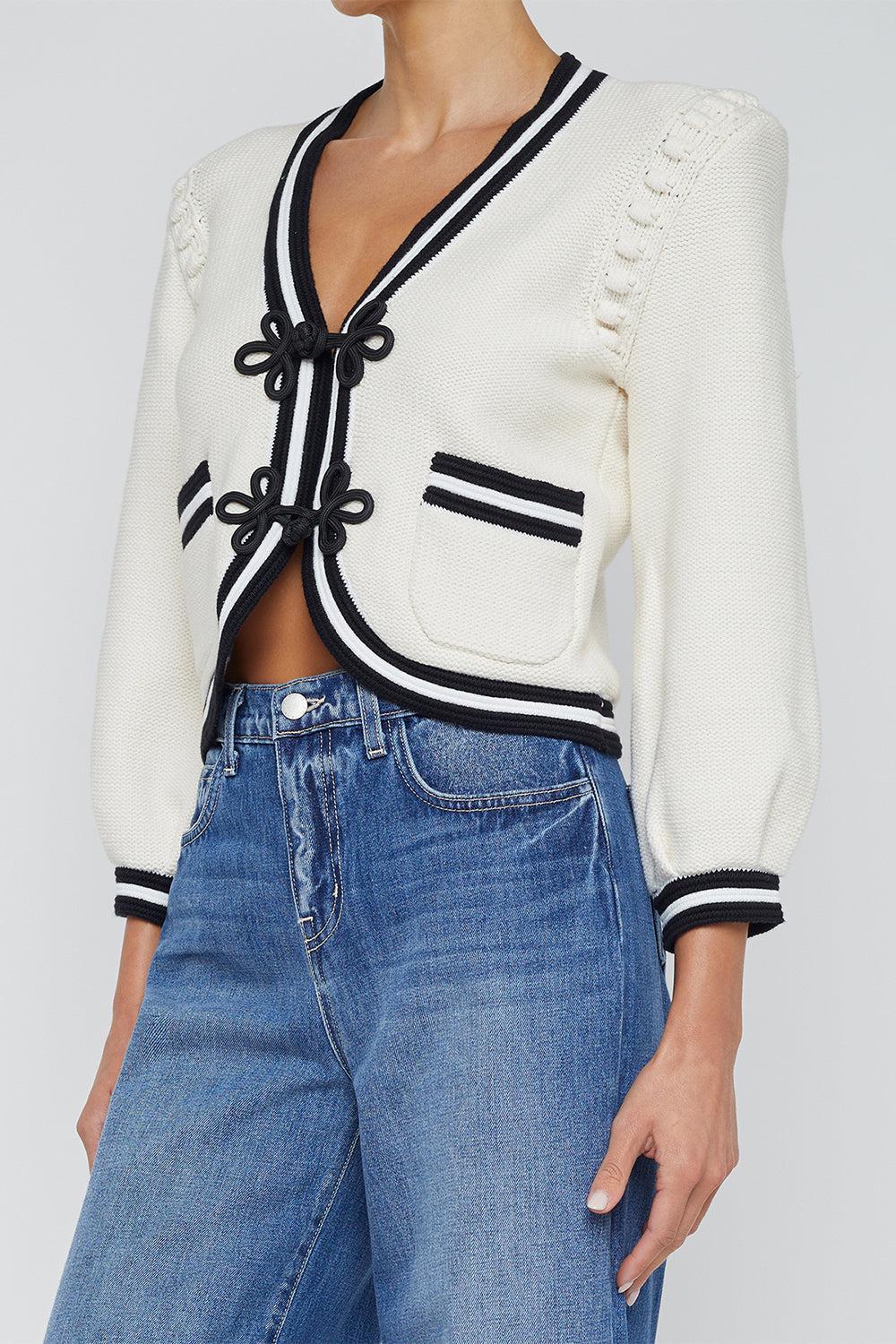 Kaito Cardigan-IVOR/BLK-XS-CLOTHINGTOPCARDIGAN-L'AGENCE