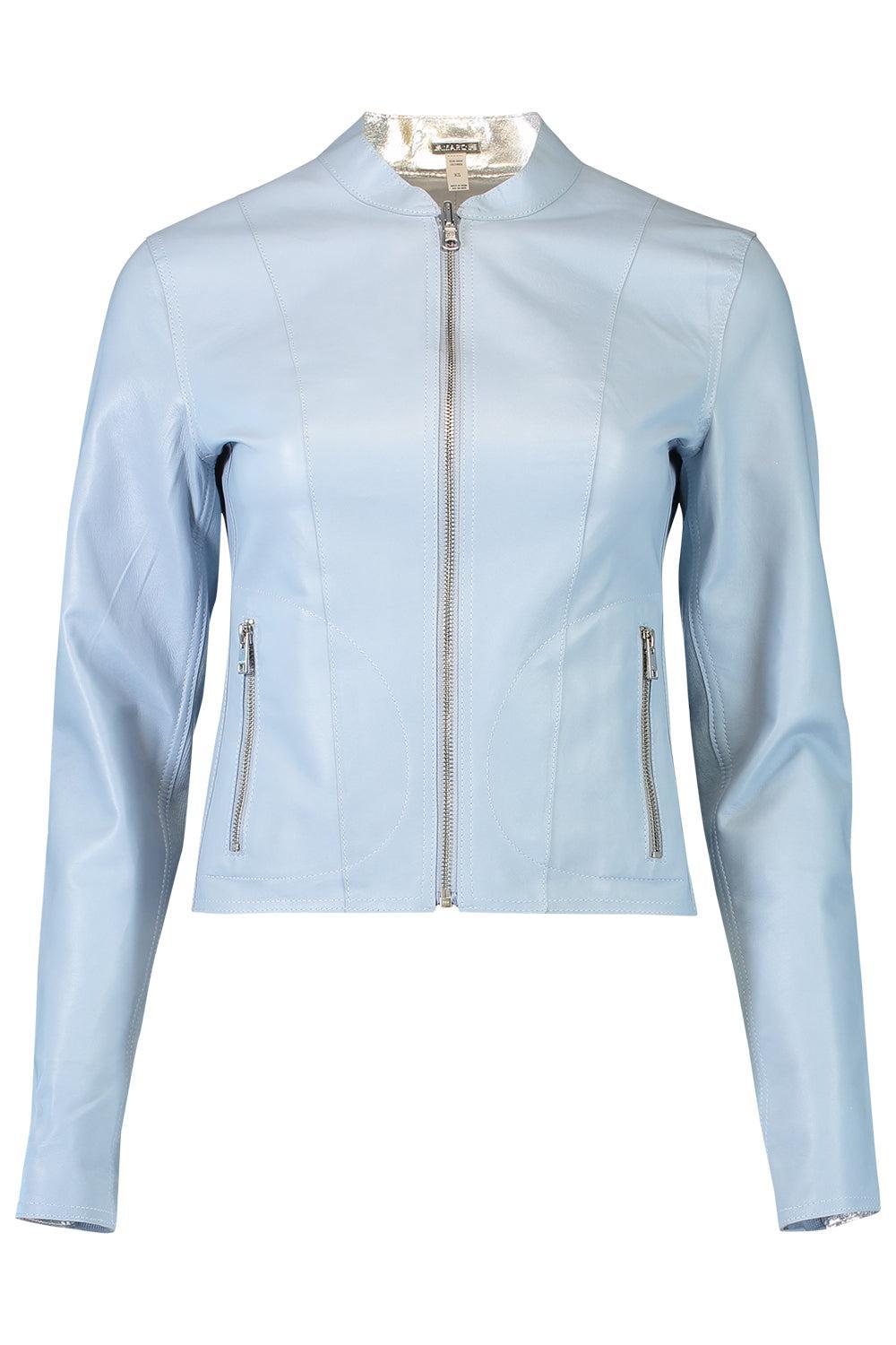Chapin Bomber Jacket - Baby Blue Silver-BLUE-XS-CLOTHINGCOATLEATHER-LAMARQUE