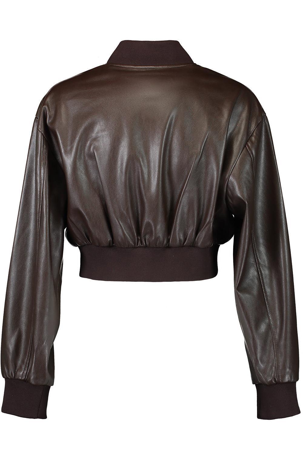 Evelin Crop Bomber Jacket - Dark Brown-DK BROWN-XS-CLOTHINGJACKETCASUAL-LAMARQUE