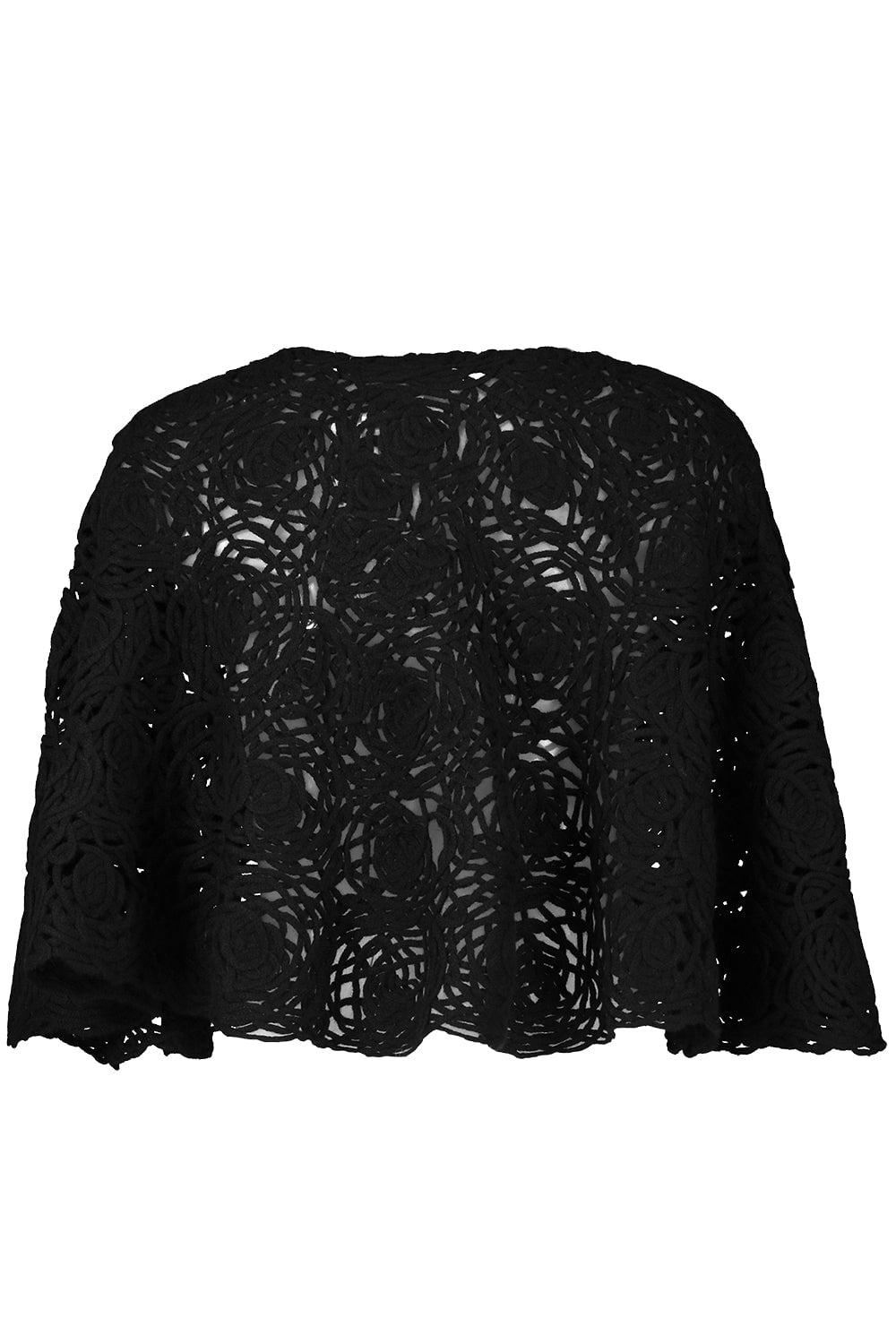 LAMBERTO LOSANI-Crochet Poncho - Black-BLACK