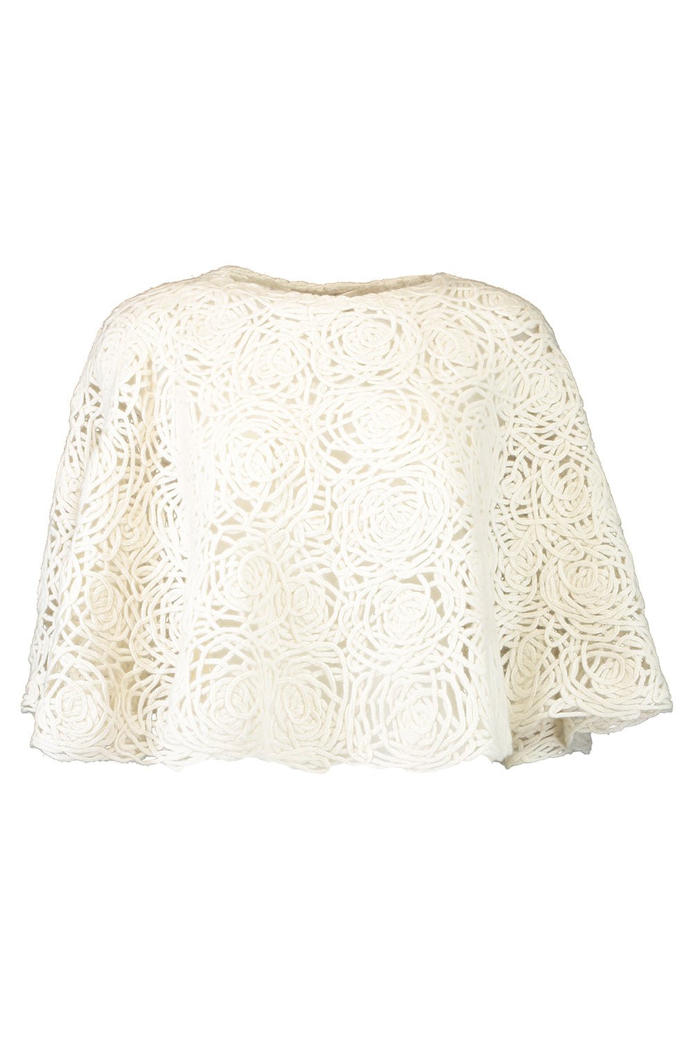 LAMBERTO LOSANI-Crochet Poncho - White-WHITE