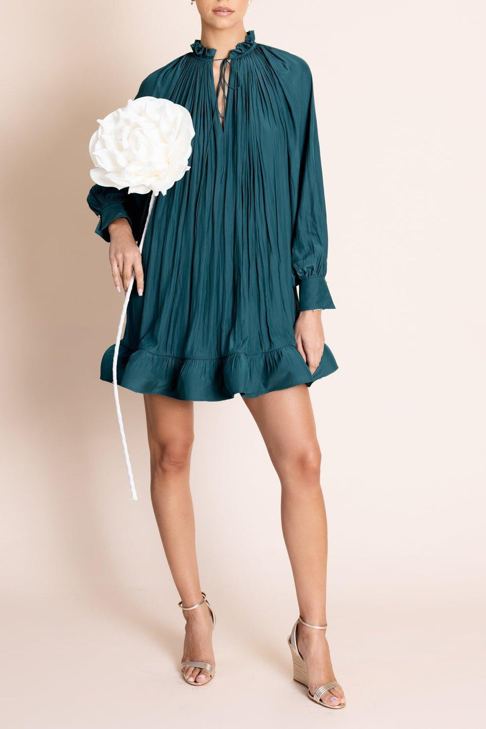 chinese dress ladies High Neck Ruffle Dress