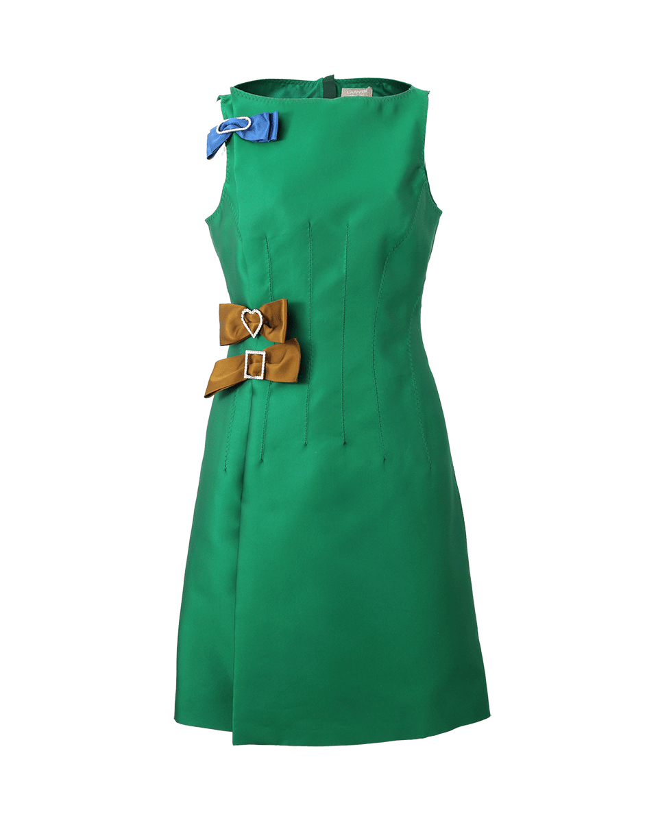 LANVIN-Wrap And Bow Cocktail Dress-GREEN
