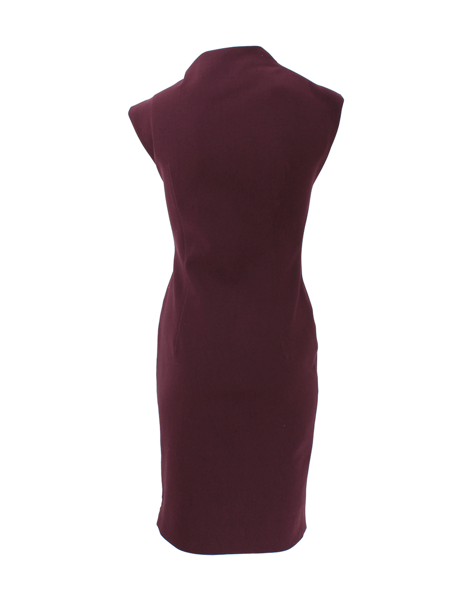 LANVIN-Drape Neck Dress-PLUM