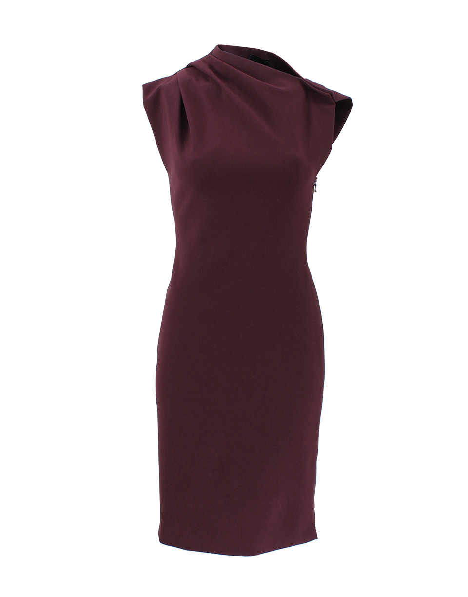 LANVIN-Drape Neck Dress-PLUM