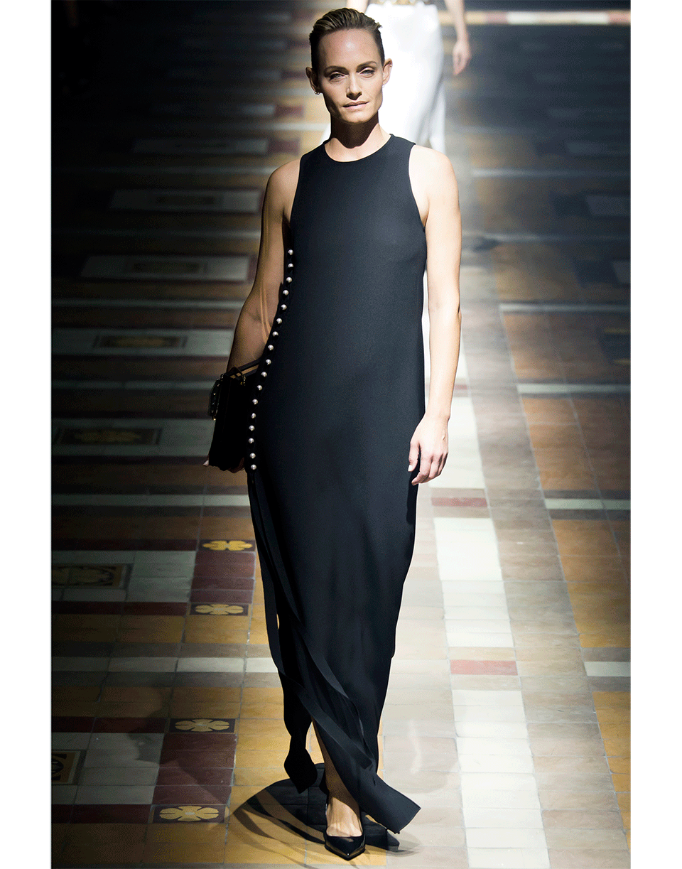 LANVIN-Pearl Detail Maxi Dress-BLACK