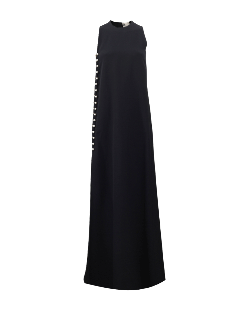 LANVIN-Pearl Detail Maxi Dress-BLACK