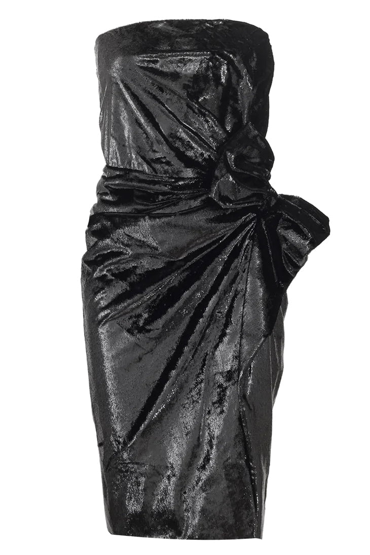 LANVIN-Strapless Velour Lamé Dress-