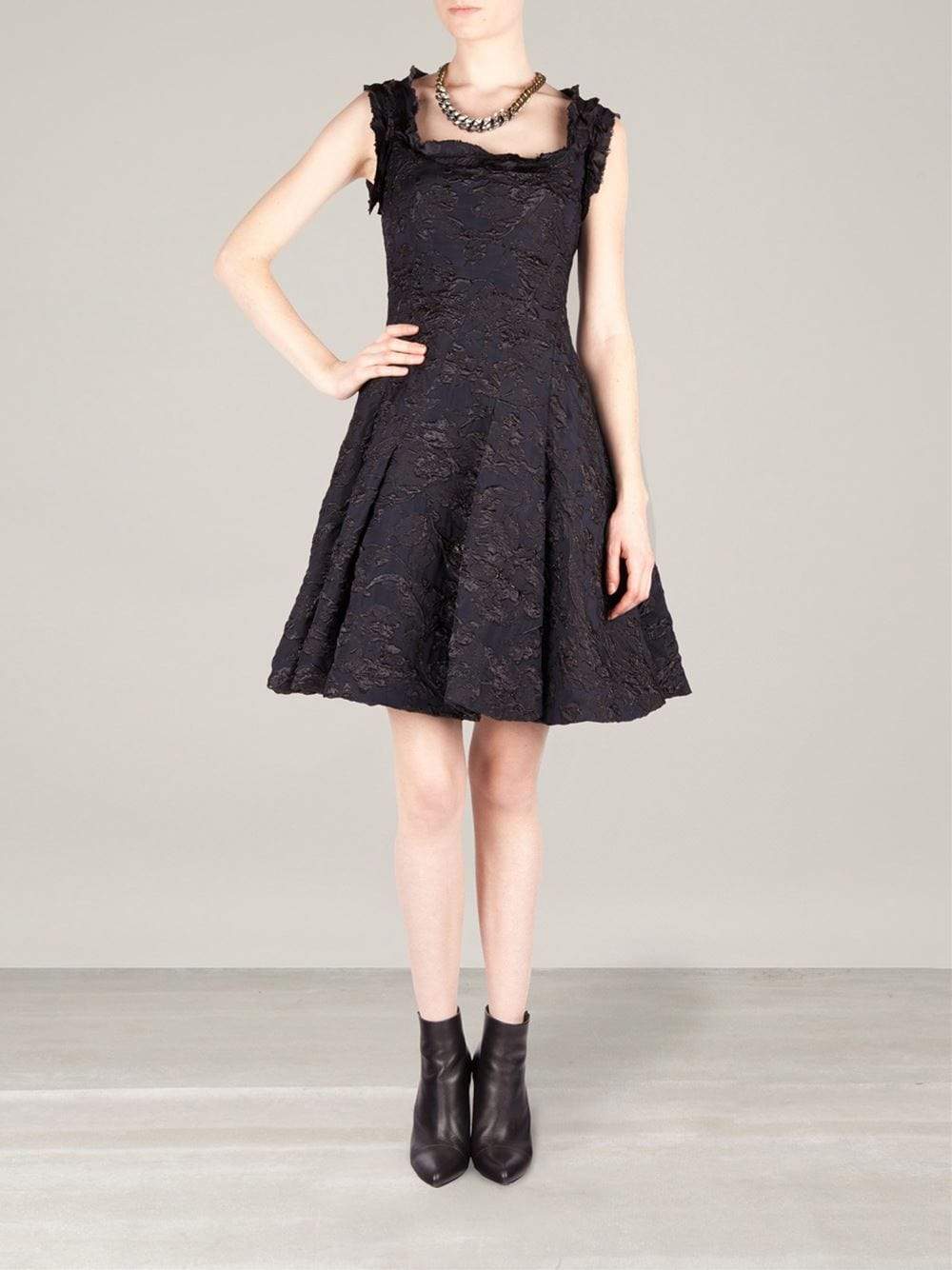 LANVIN-Square Neck Brocade Dress-MULTI