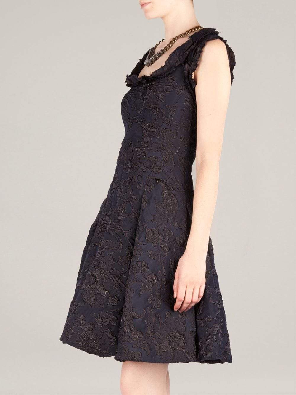 LANVIN-Square Neck Brocade Dress-MULTI