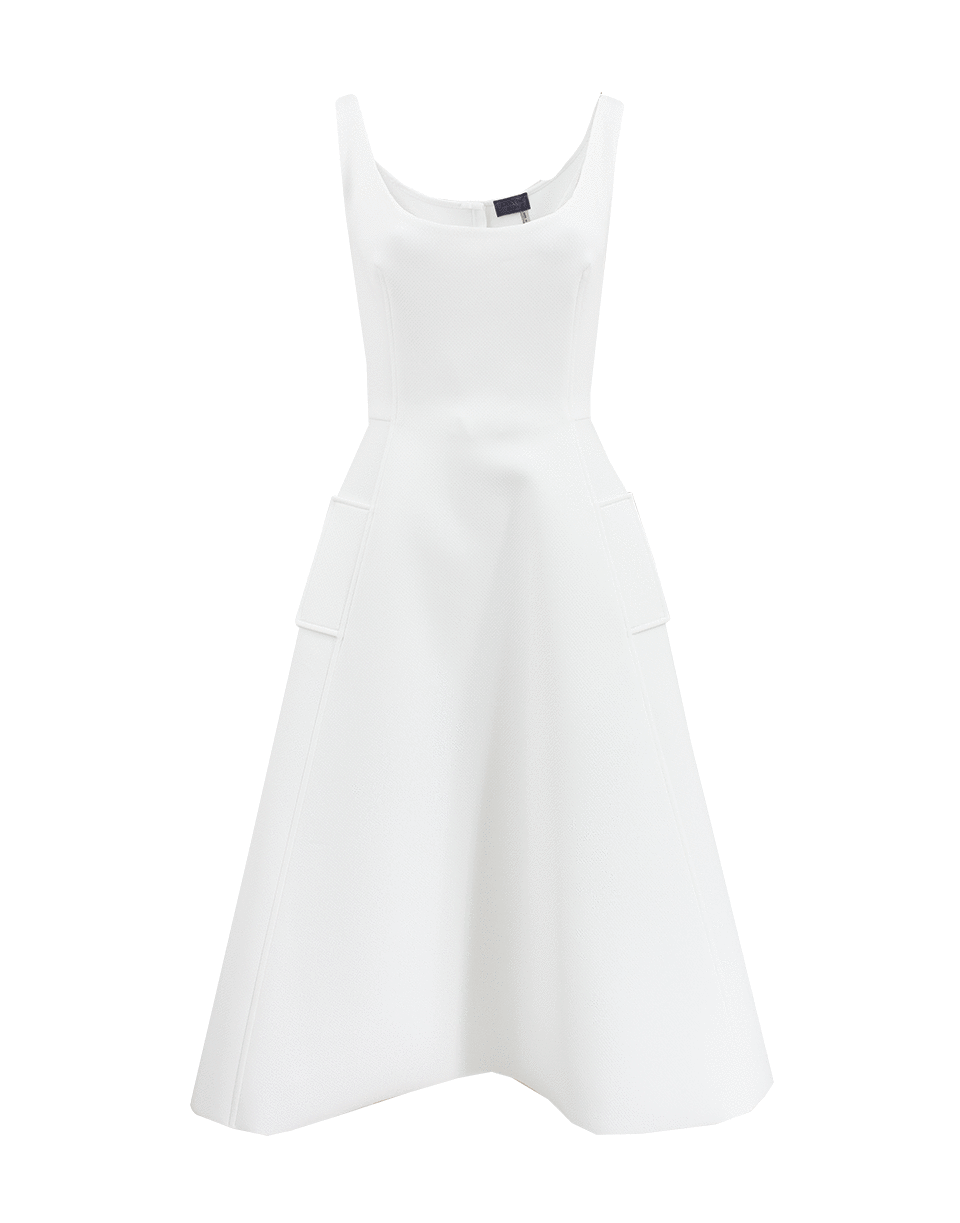 LANVIN-Sleeveless Scoop Neck White Dress-WHITE