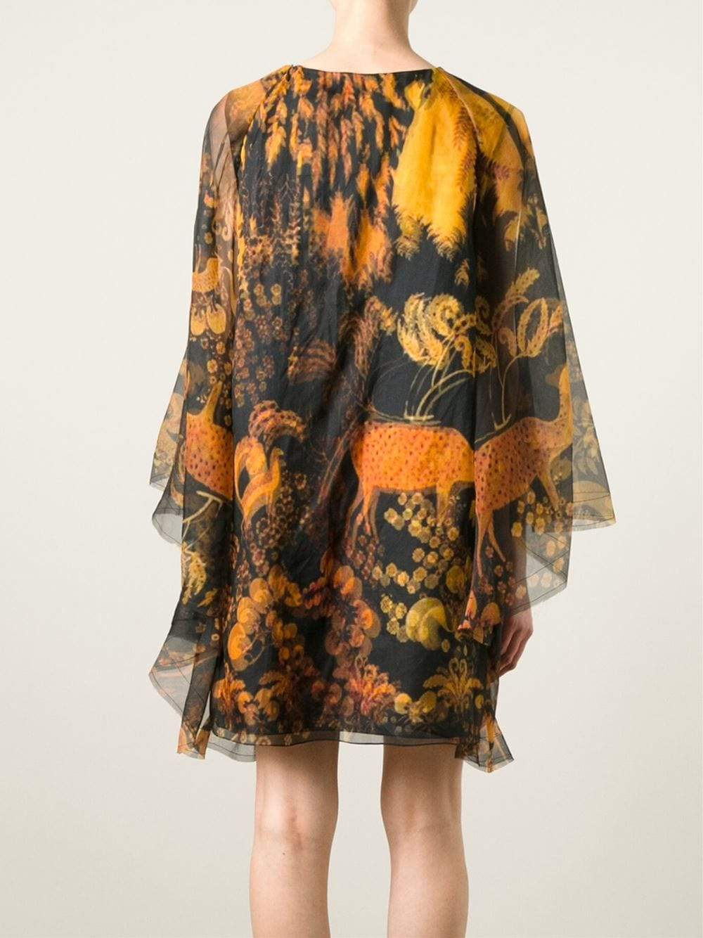 LANVIN-Animal Organza Overlay Dress-YELLOW
