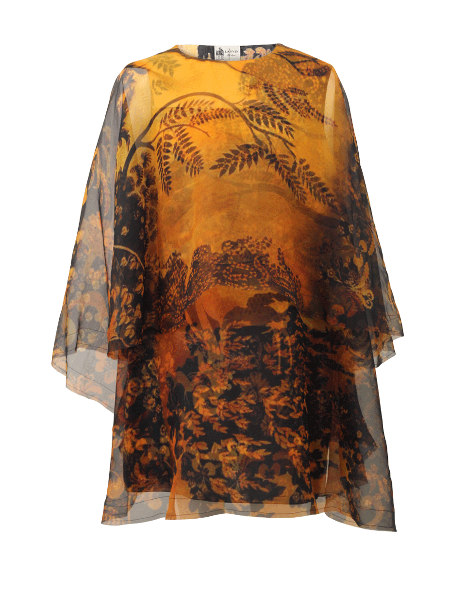 LANVIN-Animal Organza Overlay Dress-YELLOW